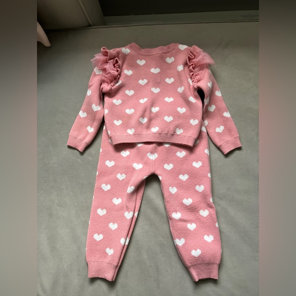 Btween Baby | Pink Heart Baby Knit Outfit Set 24 Months